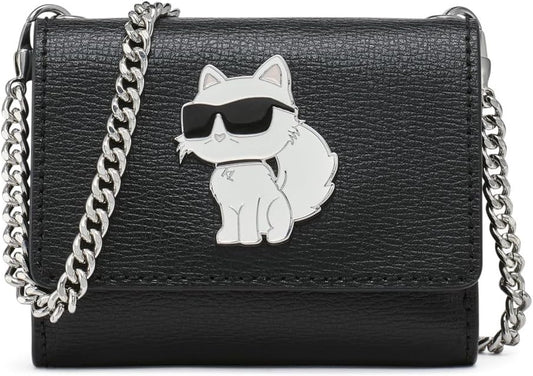 HOTKARL LAGERFELD Paris Women's Wallet Crossbody On A Chain, Black Multi
