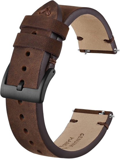 HOTBISONSTRAP Distressed Leather Watch Strap, Watch Replacement Bands for Men, Quick Release Spring Bars, Band Width 18mm 19mm 20mm 22mm 24mm