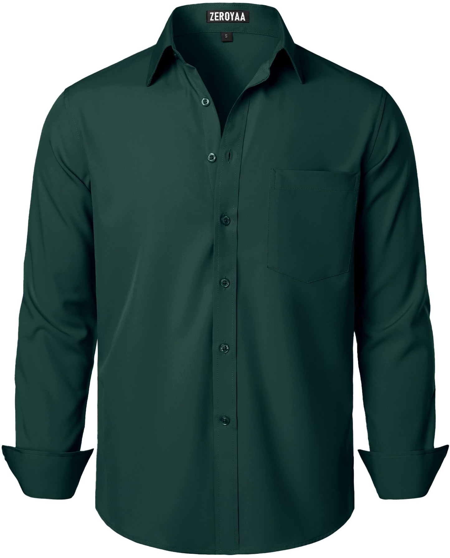 HOTZEROYAA Men's Regular Fit Dress Shirt Solid Wrinkle-Free Long Sleeve Casual Business Button Up Shirts with Pocket