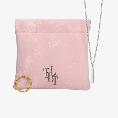 HOTSatin Leather Mini Pouch for Women, Small Coin Purse Jewelry Organizer Travel Bag, Pink, Gift Box Included