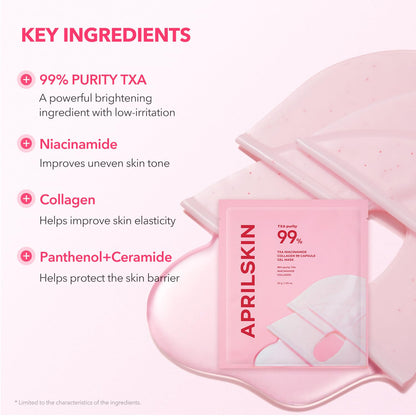 HOTAPRILSKIN TXA Pink Capsule Gel Mask | Overnight Face Mask for Glass Glow Skin I 99% High-Purity Tranexamic Acid 3 for uneven skin tone I Elasticity, Hydrating and Firming I Korean Skincare I 30g x 4ea