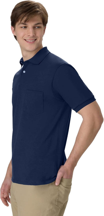 HOTHanes Men's Short Sleeve Jersey Pocket Polo (Pack of 2)