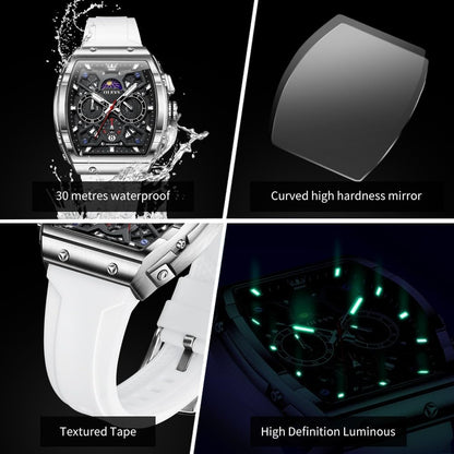 HOTOLEVS Watch Men Luxury Casual Square Skeleton Chronograph Watches