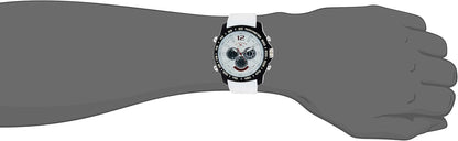 HOTU.S. Polo Assn. Men's Chronograph Sport Watch – Ana-Digital Display with Tachymeter Bezel, Dual Time, Stopwatch & Alarm – White Silicone Strap – 46mm Case – Fits Wrists 5.5" to 8"