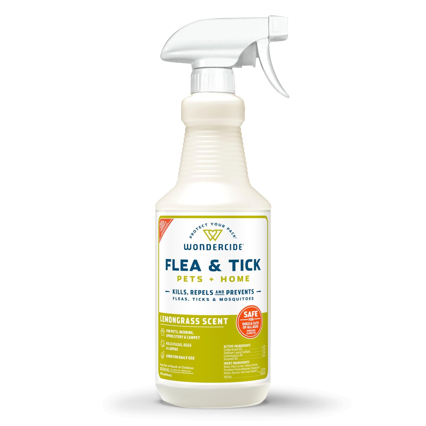 HOTWondercide - Flea, Tick & Mosquito Spray for Pets and Home with Natural Essential Oils - Killer, Control, Prevention, Treatment - Lemongrass 16 oz