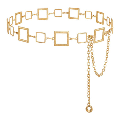 HOTWHIPPY Metal Waist Chain Belt Women Adjustable Body Link Belts Ladies Fashion Chain for Jeans Dress