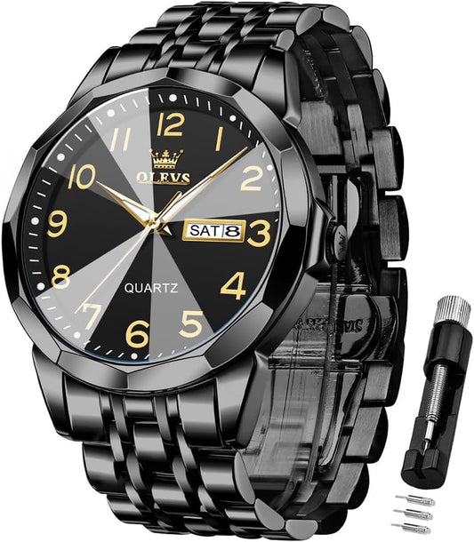 HOTOLEVS Watch for Men Simple Business Dress Analog Stainless Steel Waterproof Luminous Date Easy Read Men Wrsit Watch