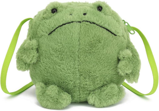 HOTKawaii Frog Purse for Women, Cute Lolita Stuffed Animal Bag Plush Novelty Purse, Soft Fluffy Frog Crossbody Bags