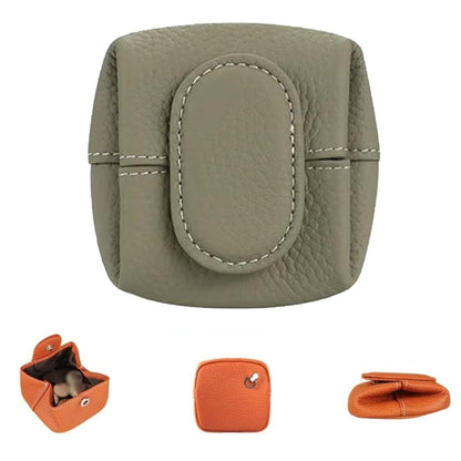 HOTMini Lychee Pattern Coin Purse, Leather Purses for Women, Coin Pouch Earphone Storage Bag with Key Buckle (Orange)