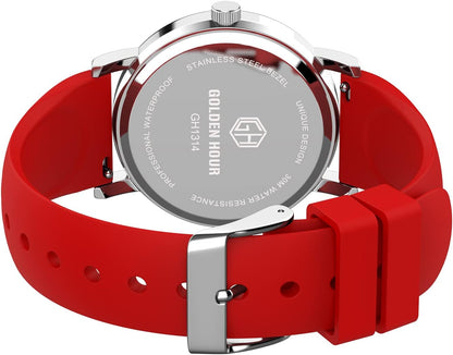 HOTGOLDEN HOUR Waterproof Nurse Watch for Medical Professionals, Students Women Men - Military Time Luminouse Easy Read Dial, 24 Hour with Second Hand, Colorful Silicone Band