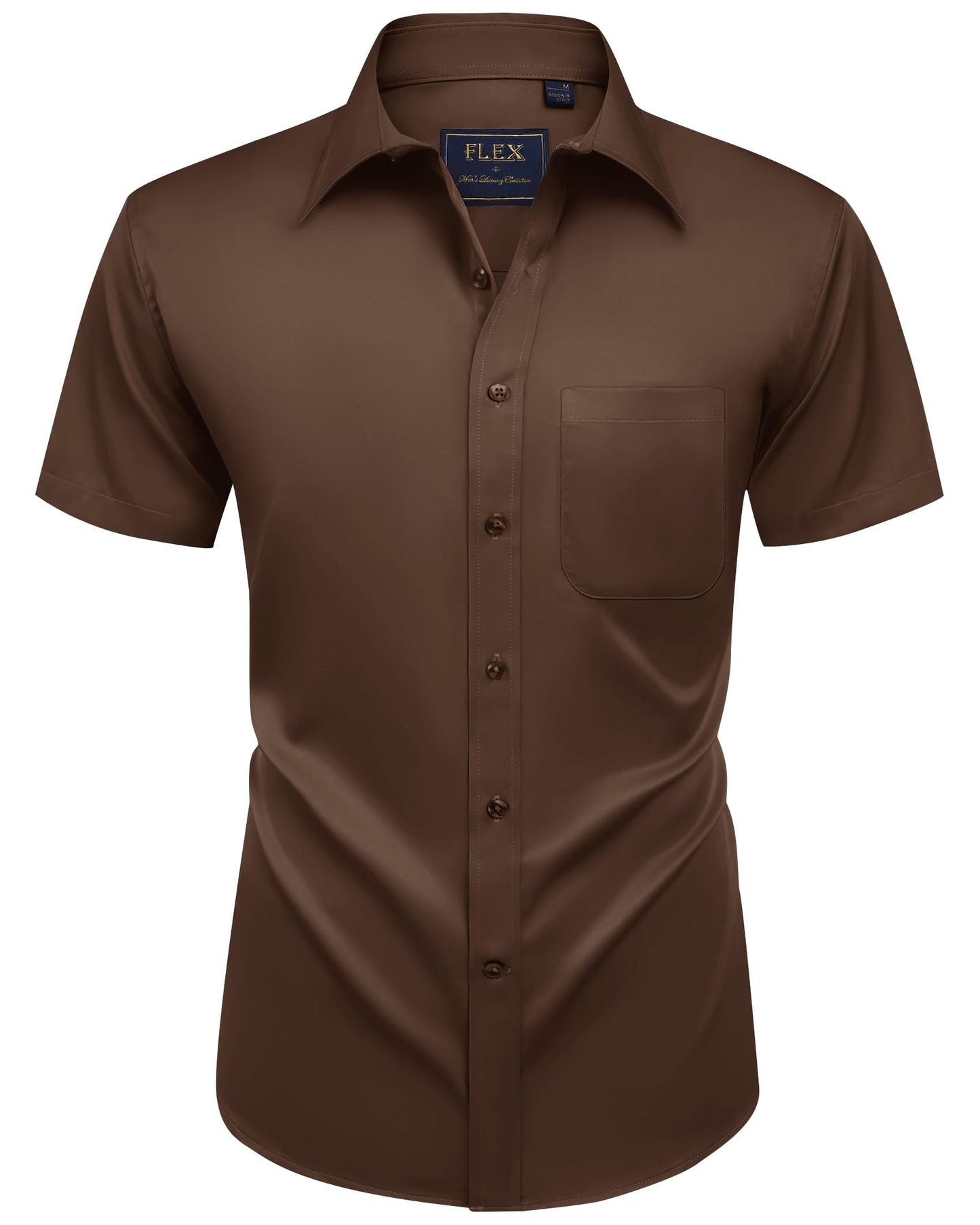 HOTAlimens & Gentle Mens Short Sleeve Dress Shirts Wrinkle Free Solid Casual Button Down Shirts with Pocket