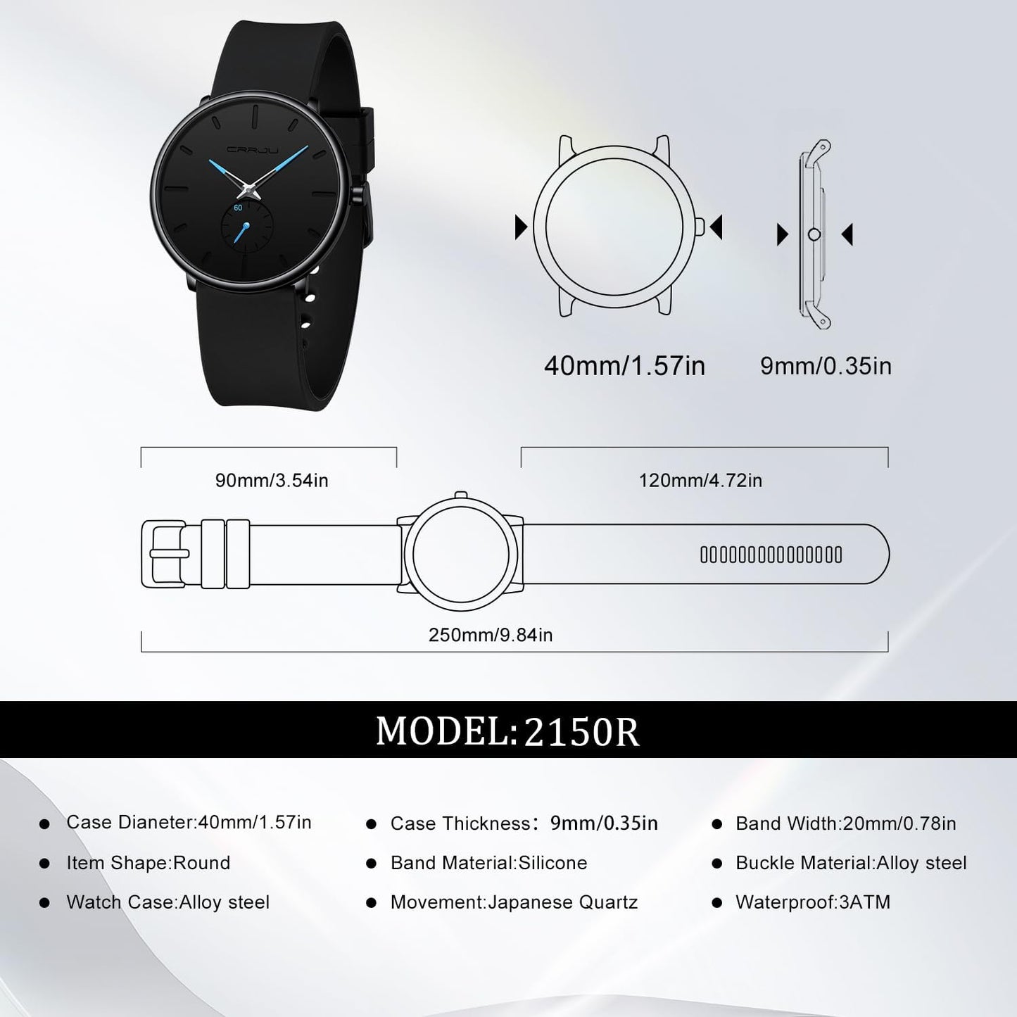 HOTCRRJU Men’s Women Watch Casual Stylish Waterproof Quartz Unisex Wristwatches, Ultra Thin Watches for Men Women, Colorful Silicone Band