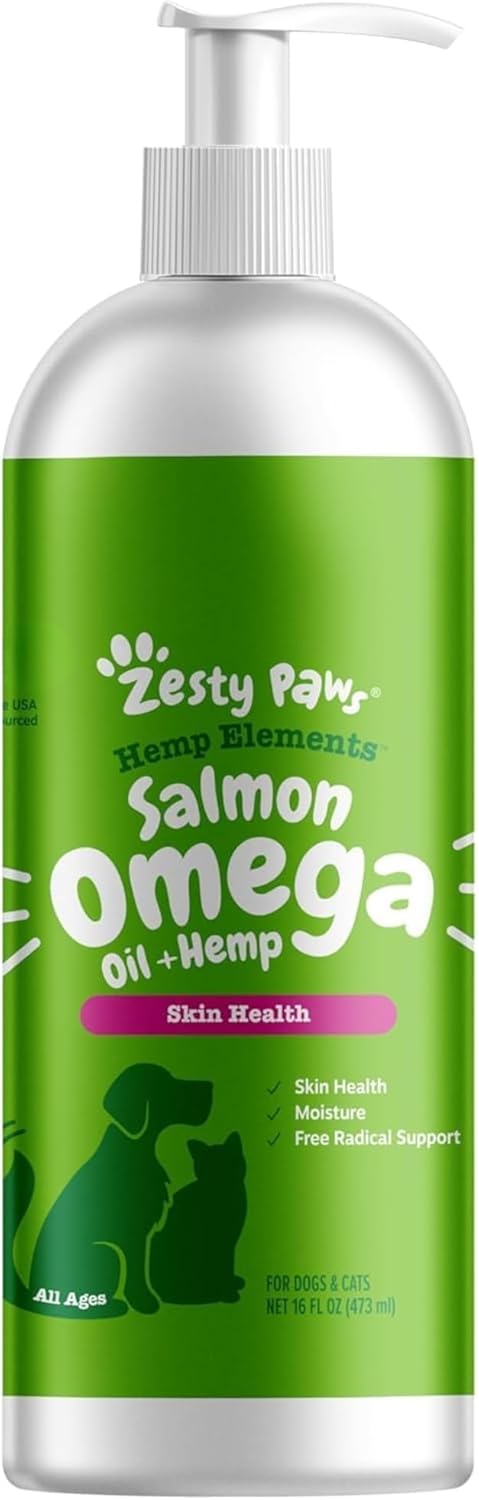 HOTZesty Paws Wild Alaskan Omega-3 Blend Pollock + Salmon Oil for Dogs and Cats- Skin and Coat Support, Omega 3 Supplement for Pets, 8.5oz