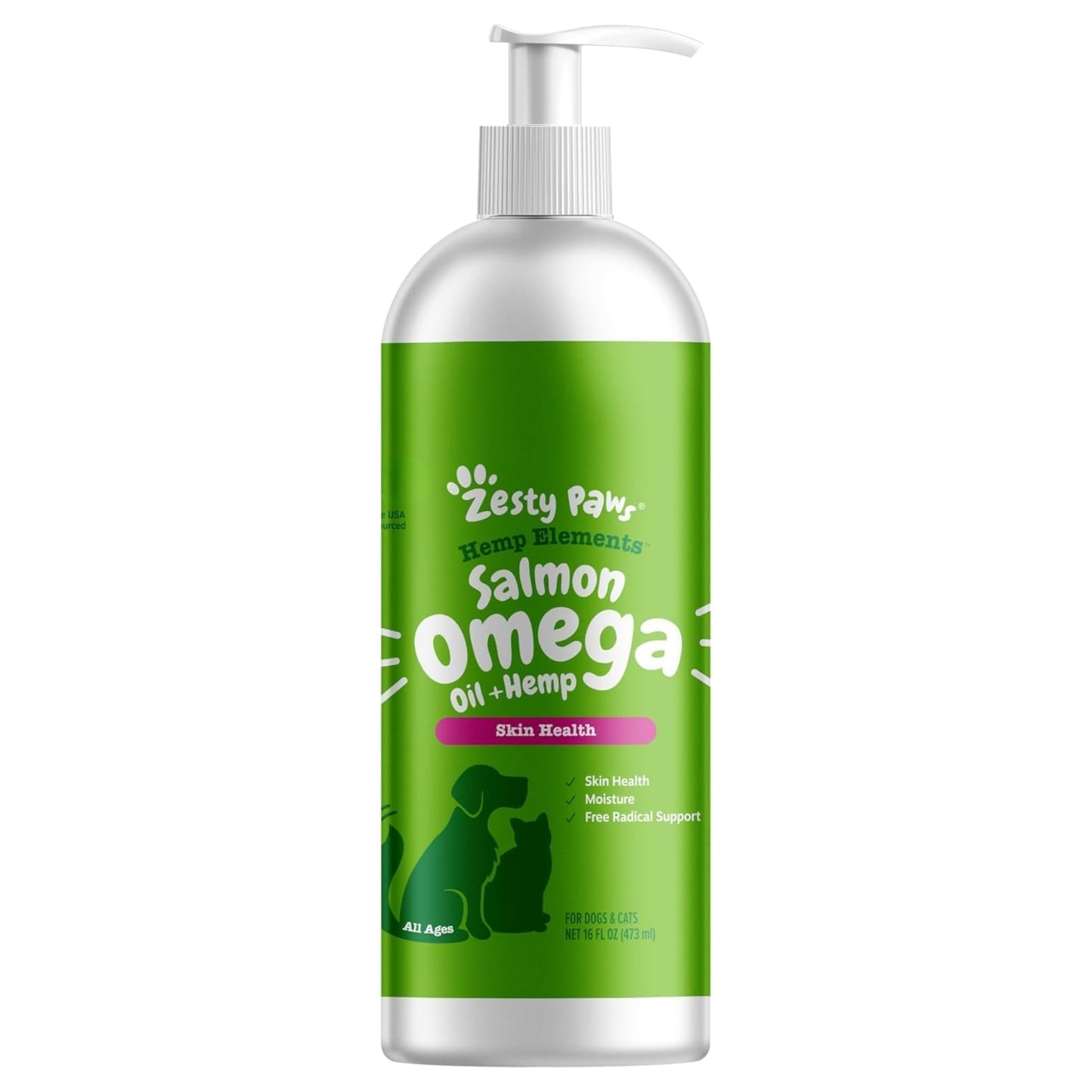 HOTZesty Paws Wild Alaskan Omega-3 Blend Pollock + Salmon Oil for Dogs and Cats- Skin and Coat Support, Omega 3 Supplement for Pets, 8.5oz