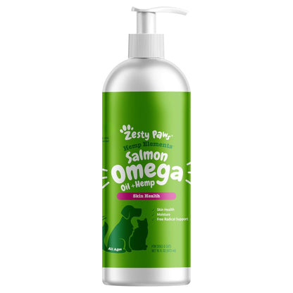 HOTZesty Paws Wild Alaskan Omega-3 Blend Pollock + Salmon Oil for Dogs and Cats- Skin and Coat Support, Omega 3 Supplement for Pets, 32oz