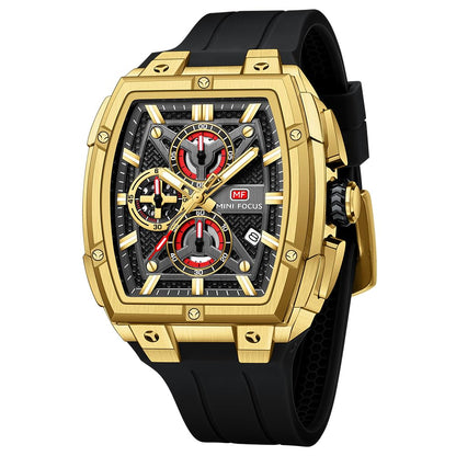 HOTMF MINI FOCUS Men's Watches Analog Fashion Wrist Watch, Skeleton Tonneau Watches for Men with Chronograph,Ideal for Sports Enthusiasts and Daily Wear