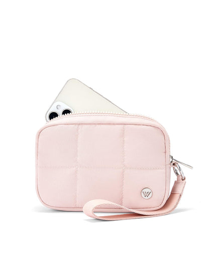HOTWESTBRONCO Puffer Wristlet Wallet for Women – RFID Blocking Quilted Nylon Phone Wallet, Zipper Card Holder & Makeup Pouch