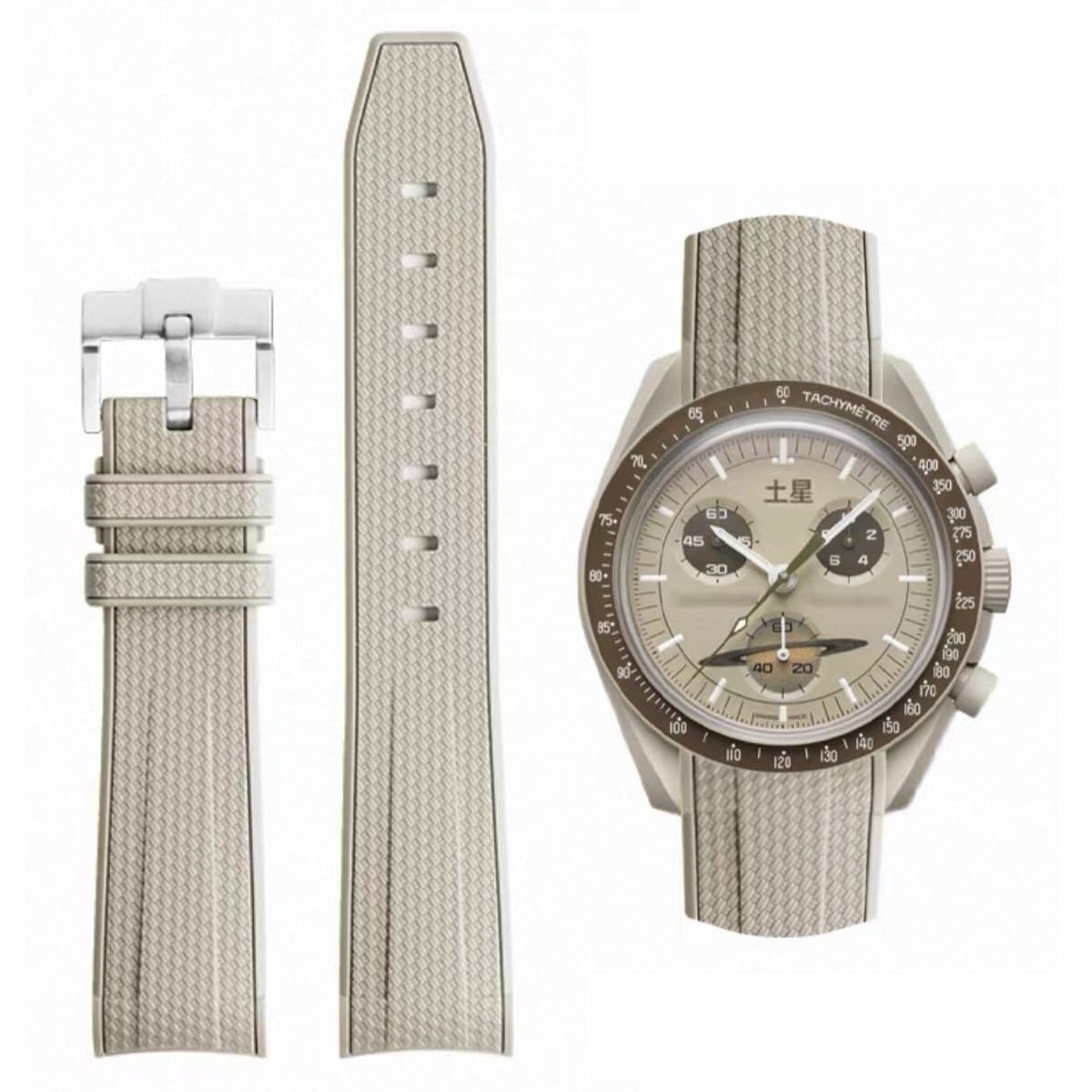 HOTBands for Moonswatch Watch Rubber for Omega x Swatch MoonSwatch 20mm Rolex Seiko Watch Silicone Men with Stainless Steel Replacement Bracelet Original Bracelet Omega x Swatch MoonSwatch Speedmaster