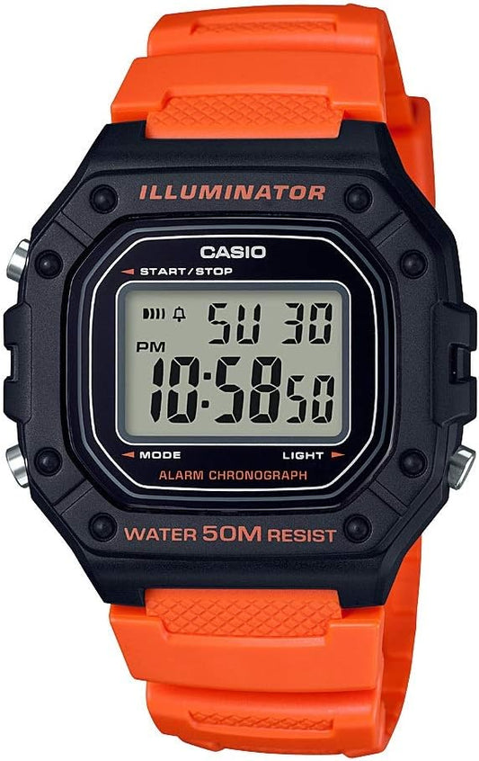 HOTCasio W218H Series | Men’s Digital Watch | 50M WR | 1/100 Second Stopwatch | 100 SEC Chronograph | LED Backlight | Countdown Timer | Daily Alarm | Hourly Time Signal | 7 Year Battery