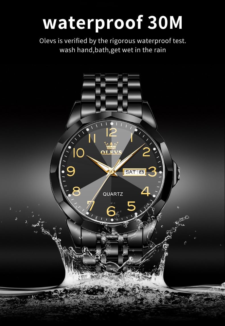 HOTOLEVS Watch for Men Simple Business Dress Analog Stainless Steel Waterproof Luminous Date Easy Read Men Wrsit Watch