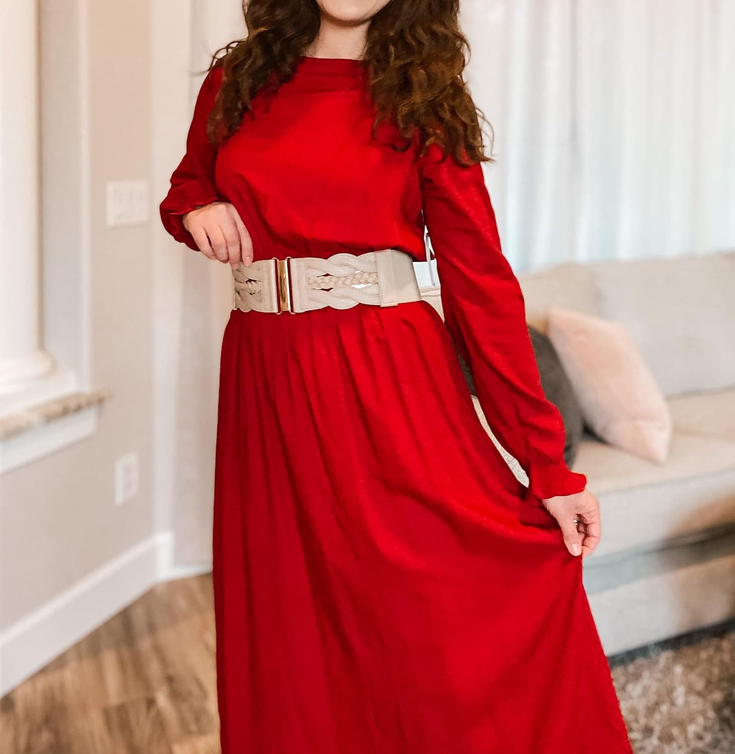 HOTGRACE KARIN Wide Belts for Women Elastic Waist Belt | 3 inch wide stretchy waistband, Woven design, Golden buckle, For dresses skirt, Vintage casual boho western style