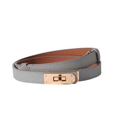 HOTOvekaut Women Skinny Leather Belt Solid Color Alloy Turn Lock Adjustable Waistband for Dresses Jeans Coats