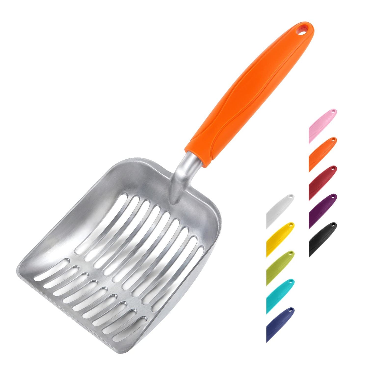 HOTWePet Cat Litter Scoop, Aluminum Alloy Sifter, Kitty Metal Scooper, Deep Shovel, Long Handle, Poop Sifting, Kitten Pooper Lifter, Durable, Heavy Duty, for Litter Box