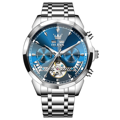 HOTOLEVS Mens Watches Chronograph Watch Luxury Dress Stainless Steel Waterproof Watches for Men Moon Phase Luminous Business Calendar Wrist Watch Blue/Black/Green/Gold/Face