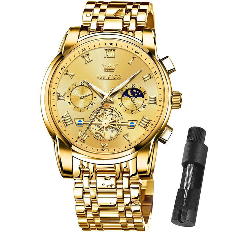 HOTOLEVS Mens Watches Waterproof Stainless Steel Adjustable Bracelet Watch Quartz Analog Watch for Men Fashion Business Classic Mens's Wrist watch's Casual Watches Gold/Blue/Black/White/Face/Dial