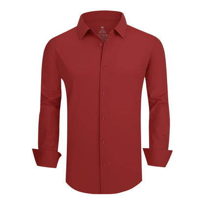 HOTSAMERM Mens Dress Shirt Stretch Wrinkle Free Casual Button Down Shirts | 4-Way Stretch & Moisture Wicking Performance Shirt for Business, Wedding, Work, Church, Easy Care Lightweight & Breathable