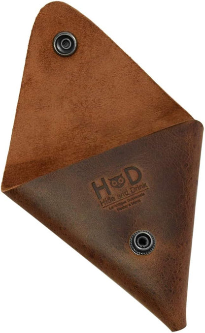 HOTHide & Drink, Leather Triangle Coin Pouch/Wallet/Purse/Case/Holder/SD Cards/USB Flash/Cash/Cords, Handmade :: Bourbon Brown