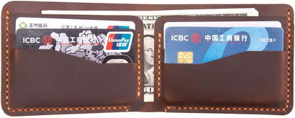 HOTPersonalized Bifold Wallet, Handmade Wallet for Men,Slim Leather Wallet, Man Wallet Gift for Anniversary, Graduation, Dad, Boyfriend, Engraved Custom Wallet