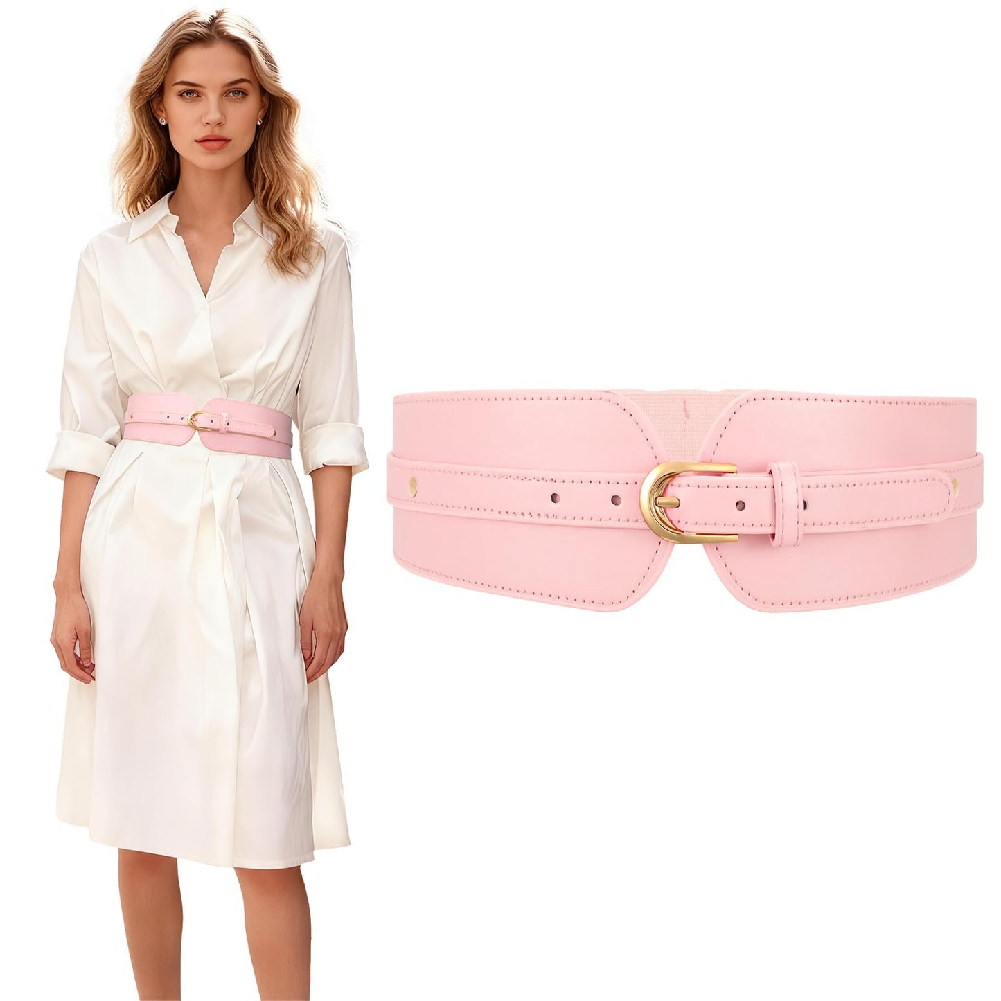 HOTSUOSDEY Womens Wide Elastic Waist Belt for Dress Ladies Stretch Cinch Belt for Women