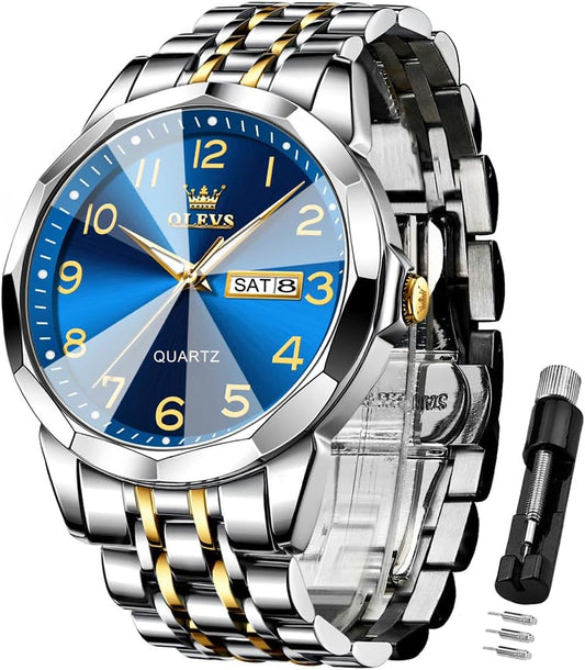 HOTOLEVS Watch for Men Simple Business Dress Analog Stainless Steel Waterproof Luminous Date Easy Read Men Wrsit Watch