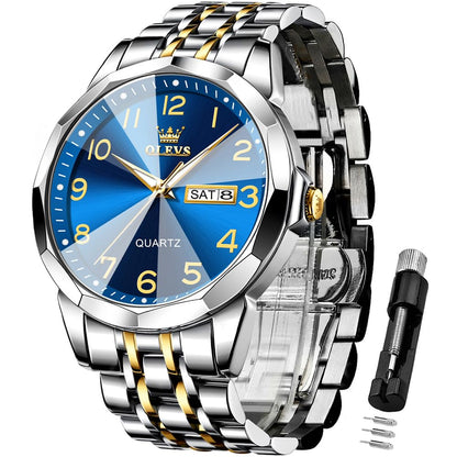 HOTOLEVS Watch for Men Simple Business Dress Analog Stainless Steel Waterproof Luminous Date Easy Read Men Wrsit Watch