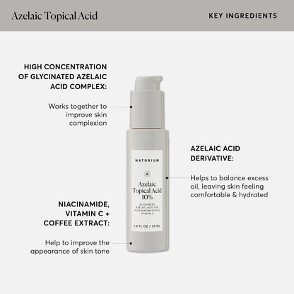 HOTNaturium Azelaic Topical Acid 10%, Face & Skin Care Beauty Treatment with Niacinamide & Vitamin C, 1 oz