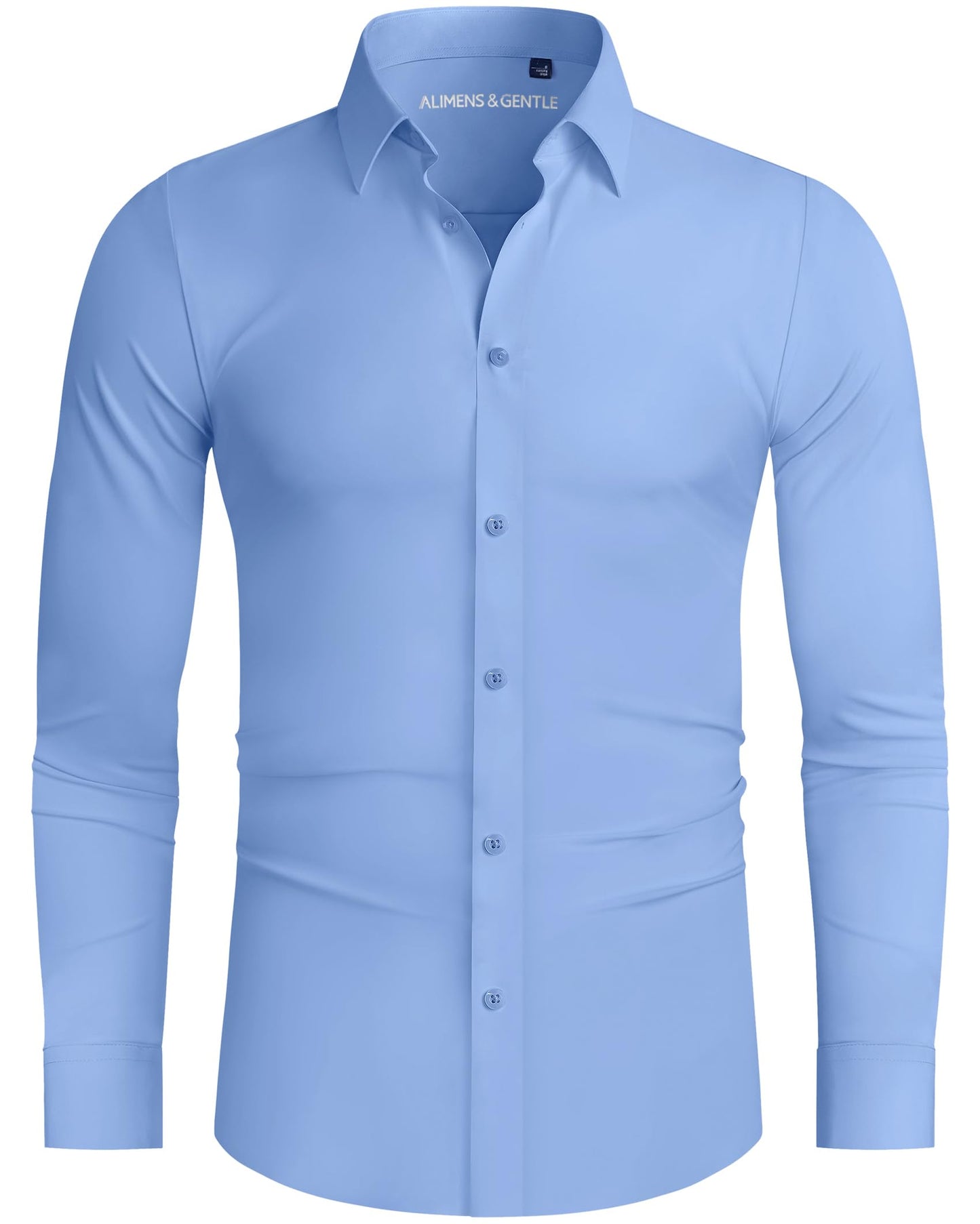 HOTAlimens & Gentle Stretch Mens Dress Shirts Slim Fit Long Sleeve Casual Skinny Muscle Fit Wrinkle Free Button Down Shirt