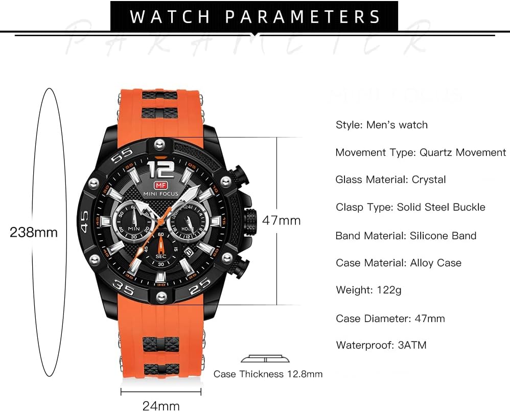 HOTAIMES Watch for Men Sport Military Waterproof Chronograph Mens Watches Analog Quartz Big Face Classic Stylish Fashion Casual Designer Business Work Wrist Watch Elegant Gift for Men
