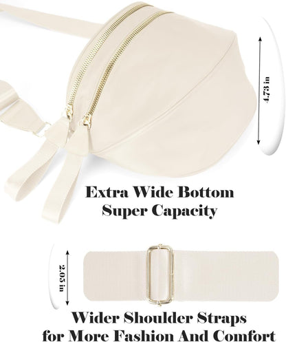 HOTPure Colour Crossbody Bag Bum Bag for Women,Spacious Purse Fanny Packs Belt Bag,Oversized Bum Bag (Colour Bum Bag-Beige)