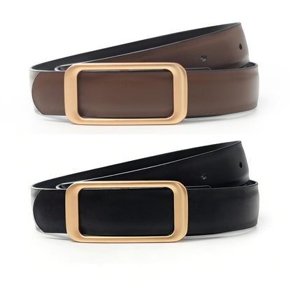 HOTGOELIA Women's Reversible Genuine Leather Belt Thin Fashion Waist Belts for Jeans Pants Dresses with Buckle