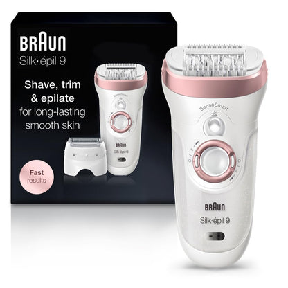 HOTBraun Epilator Silk-épil 7, Hair Removal Device, Women Shaver & Trimmer, Wet and Dry, Wide Head, Includes Shaver Head and Trimmer Comb, SE7-041, Silver
