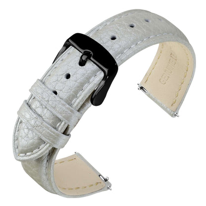 HOTANNEFIT Watch Band 18mm, Quick Release Textured Padded Leather Straps with Gold Buckle for Men and Women (Black)