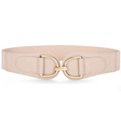 HOTSANSTHS Vintage Women Stretchy Wide Belt Chunky Buckle Elastic Wide Waist Belts for Dresses Coats