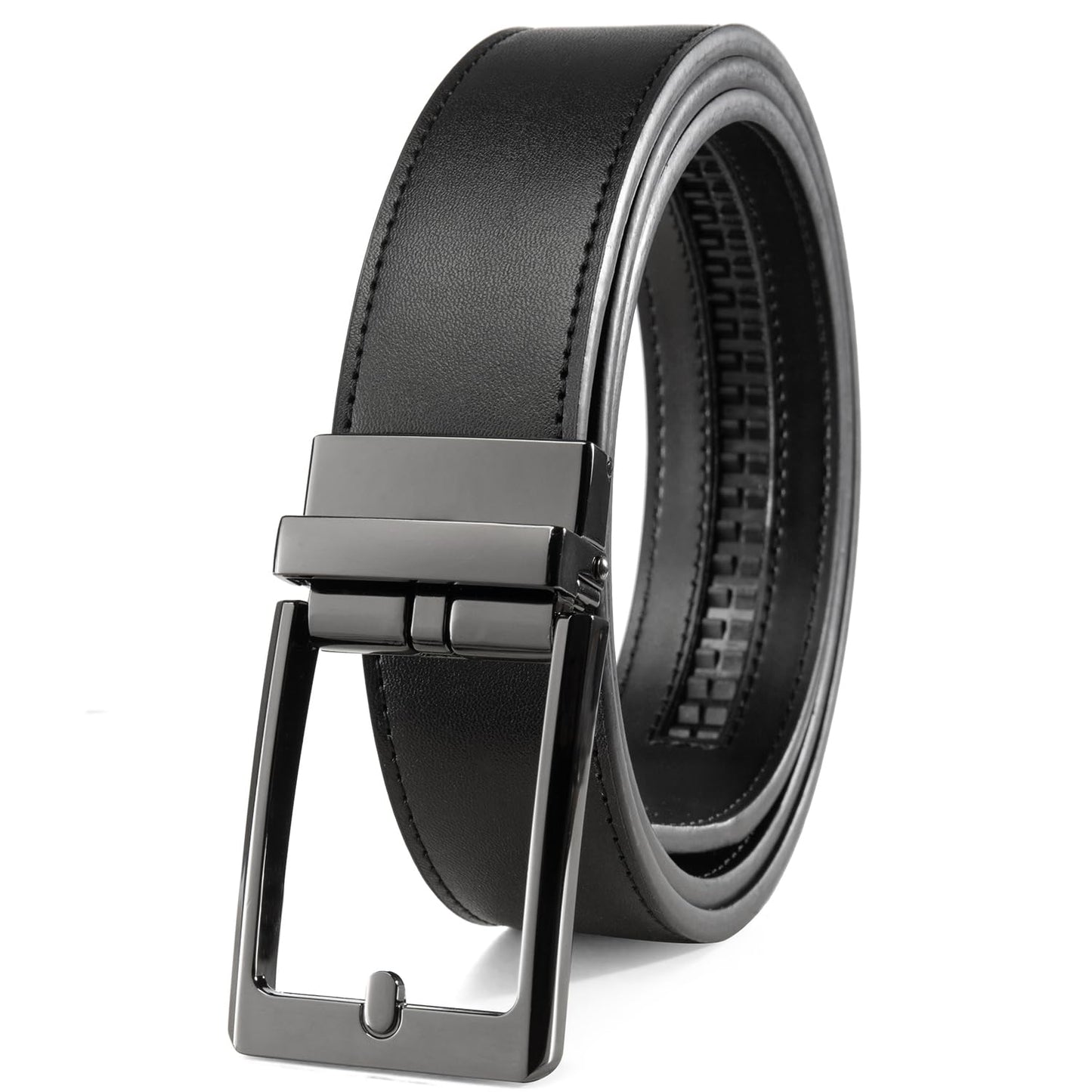 HOTFounders & C Men's Leather Ratchet Comfort Click Belt Dress with Slide Buckle -Adjustable Trim to Fit