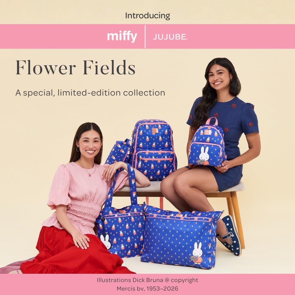 HOTJuJuBe Miffy Flower Fields Mini Coin Purse for Women, Small Zipper Pouch, Cards Cash Change Keys Holder, Cute Travel Wallet
