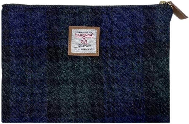 HOTHarris Tweed Coin Purse Handmade Lipstick Bag Vintage British Portable Credit Card ID Wallet with YKK Zipper for Women men (Mint Green, Large)