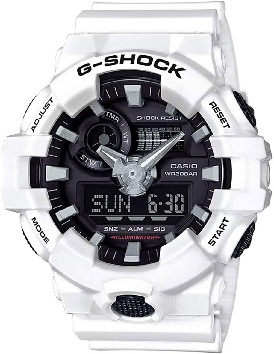 HOTCasio Men's 'G Shock' Quartz Resin Casual Watch, Color:White (Model: GA-700-7ACR)
