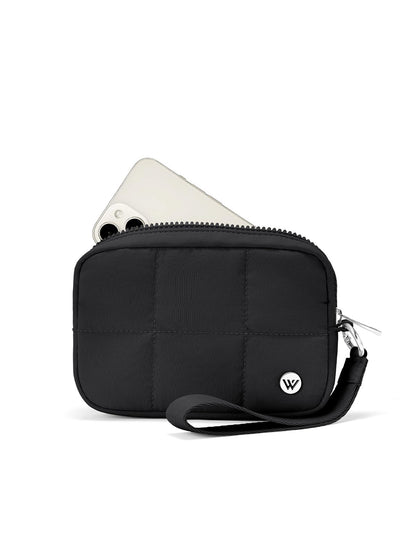 HOTWESTBRONCO Puffer Wristlet Wallet for Women – RFID Blocking Quilted Nylon Phone Wallet, Zipper Card Holder & Makeup Pouch