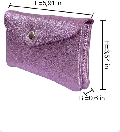HOTGenuine Leather Card Holder Wallet for Women, Compact Wallet with Snap Closure and Zipper Pocket, (gold)