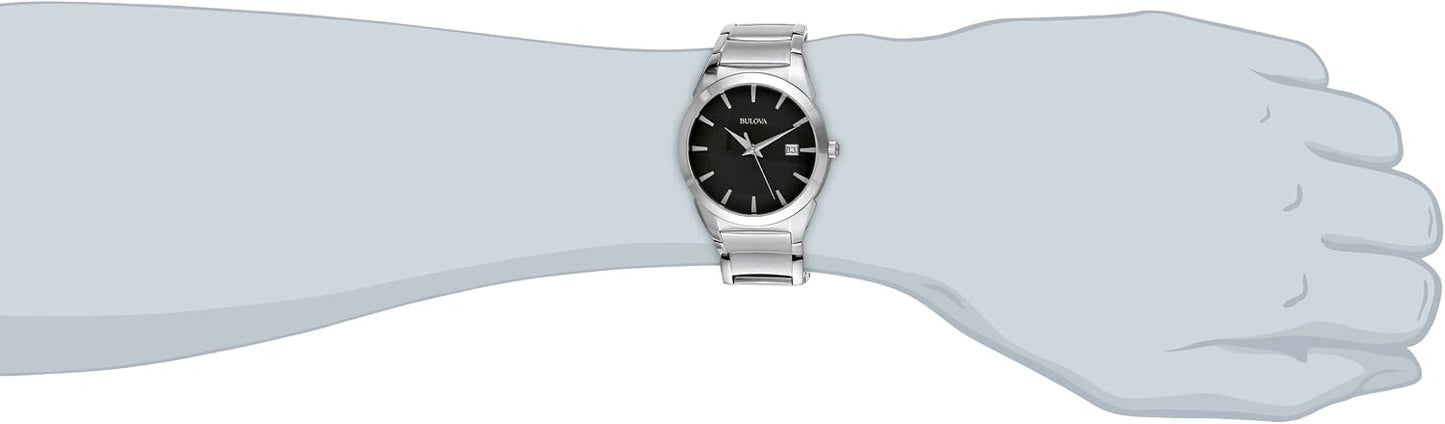 HOTBulova Men's 3-Hand Calendar Date Quartz Watch, Patterned Dial, 38mm, Style: 96B149